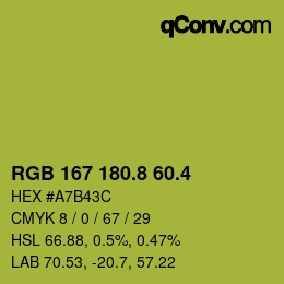 カラーコード: RGB 167 180.8 60.4 | qconv.com