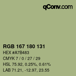 Farbcode: RGB 167 180 131 | qconv.com