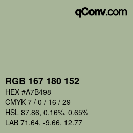 Code couleur: RGB 167 180 152 | qconv.com