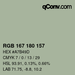 Color code: RGB 167 180 157 | qconv.com