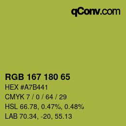 Color code: RGB 167 180 65 | qconv.com