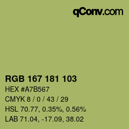 Color code: RGB 167 181 103 | qconv.com