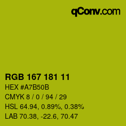Color code: RGB 167 181 11 | qconv.com