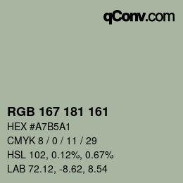 颜色代码: RGBA 167 181 161 1 | qconv.com