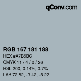 Color code: RGB 167 181 188 | qconv.com