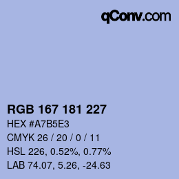 Color code: RGB 167 181 227 | qconv.com