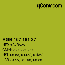 Code couleur: RGB 167 181 37 | qconv.com