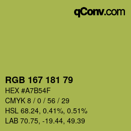 Color code: RGB 167 181 79 | qconv.com