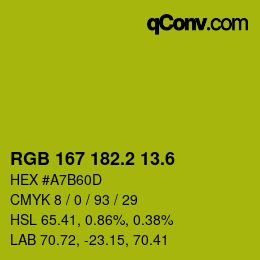 カラーコード: RGB 167 182.2 13.6 | qconv.com