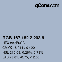カラーコード: RGB 167 182.2 203.6 | qconv.com