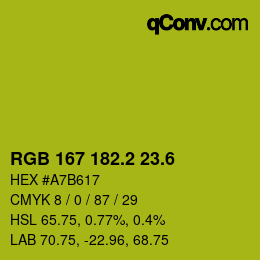 カラーコード: RGB 167 182.2 23.6 | qconv.com
