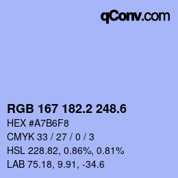 カラーコード: RGB 167 182.2 248.6 | qconv.com