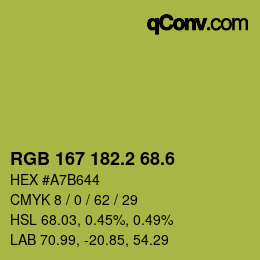 カラーコード: RGB 167 182.2 68.6 | qconv.com