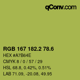 カラーコード: RGB 167 182.2 78.6 | qconv.com