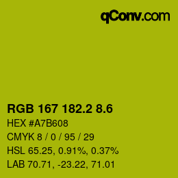 カラーコード: RGB 167 182.2 8.6 | qconv.com