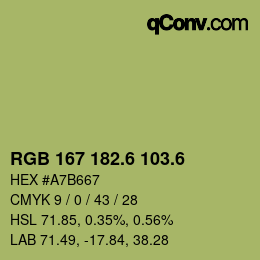 カラーコード: RGB 167 182.6 103.6 | qconv.com