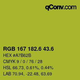 カラーコード: RGB 167 182.6 43.6 | qconv.com