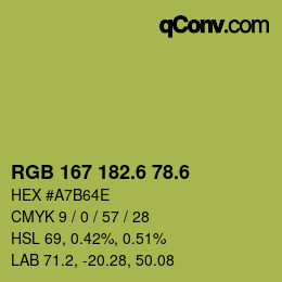 カラーコード: RGB 167 182.6 78.6 | qconv.com