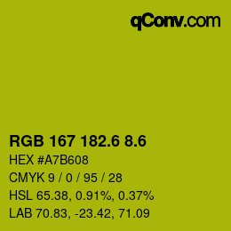 カラーコード: RGB 167 182.6 8.6 | qconv.com