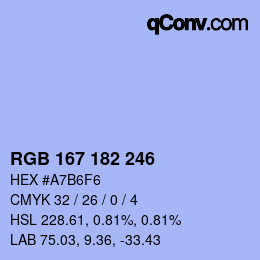 Color code: RGB 167 182 246 | qconv.com