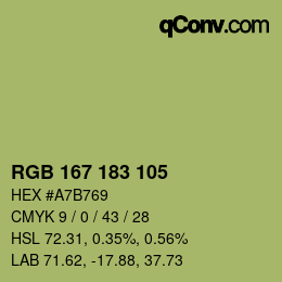 カラーコード: RGB 167 183 105 | qconv.com
