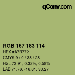 Código de color: RGB 167 183 114 | qconv.com