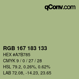 Código de color: RGB 167 183 133 | qconv.com