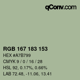 カラーコード: RGB 167 183 153 | qconv.com