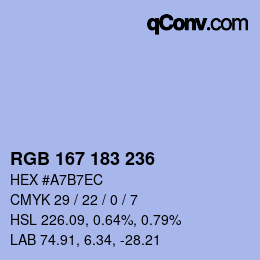 Color code: RGB 167 183 236 | qconv.com