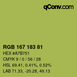 Color code: RGB 167 183 81 | qconv.com