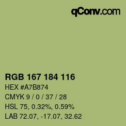 カラーコード: RGB 167 184 116 | qconv.com