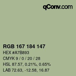颜色代码: RGB 167 184 147 | qconv.com