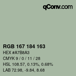 Color code: RGB 167 184 163 | qconv.com