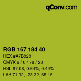 Color code: RGB 167 184 40 | qconv.com