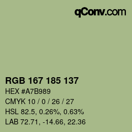 Code couleur: RGB 167 185 137 | qconv.com