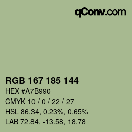 カラーコード: RGB 167 185 144 | qconv.com