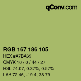 Color code: RGB 167 186 105 | qconv.com