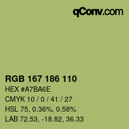 Color code: RGB 167 186 110 | qconv.com