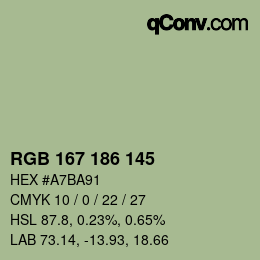 Color code: RGB 167 186 145 | qconv.com