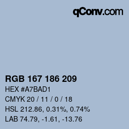 颜色代码: RGB 167 186 209 | qconv.com