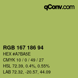 Code couleur: RGB 167 186 94 | qconv.com