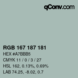 Color code: RGB 167 187 181 | qconv.com