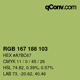 Color code: RGB 167 188 103 | qconv.com