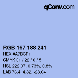 Código de color: RGB 167 188 241 | qconv.com