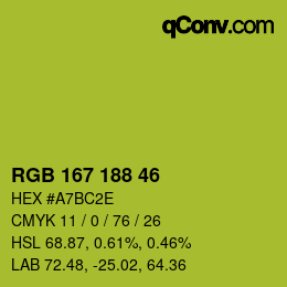 Color code: RGB 167 188 46 | qconv.com