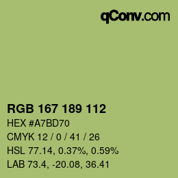 Farbcode: RGB 167 189 112 | qconv.com