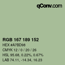 カラーコード: RGB 167 189 152 | qconv.com