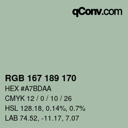 Color code: RGB 167 189 170 | qconv.com