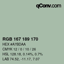 Color code: RGB 167 189 170 | qconv.com