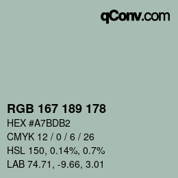 カラーコード: RGB 167 189 178 | qconv.com
